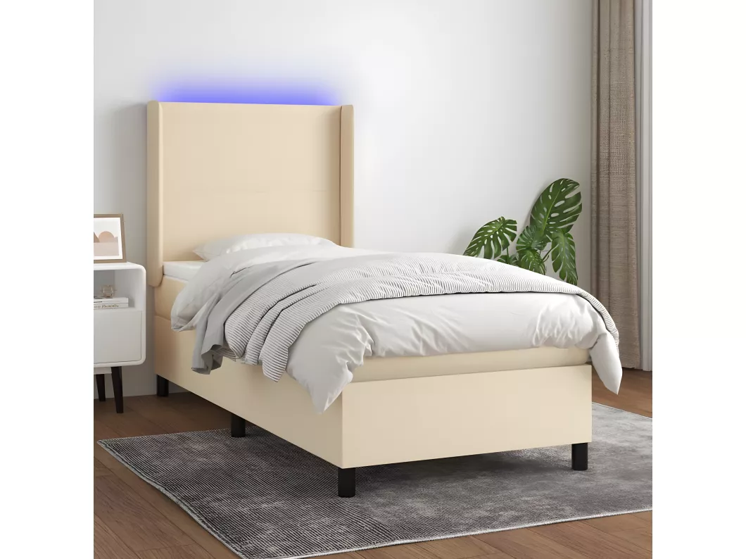 Kauf Unique Boxspringbett mit Matratze & LED Creme 90x200 cm Stoff