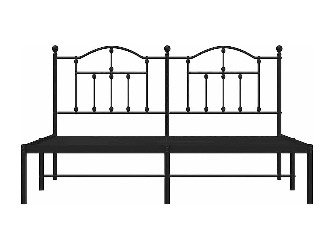 Cadre de lit métal sans matelas et tête de lit noir 180x200 cm