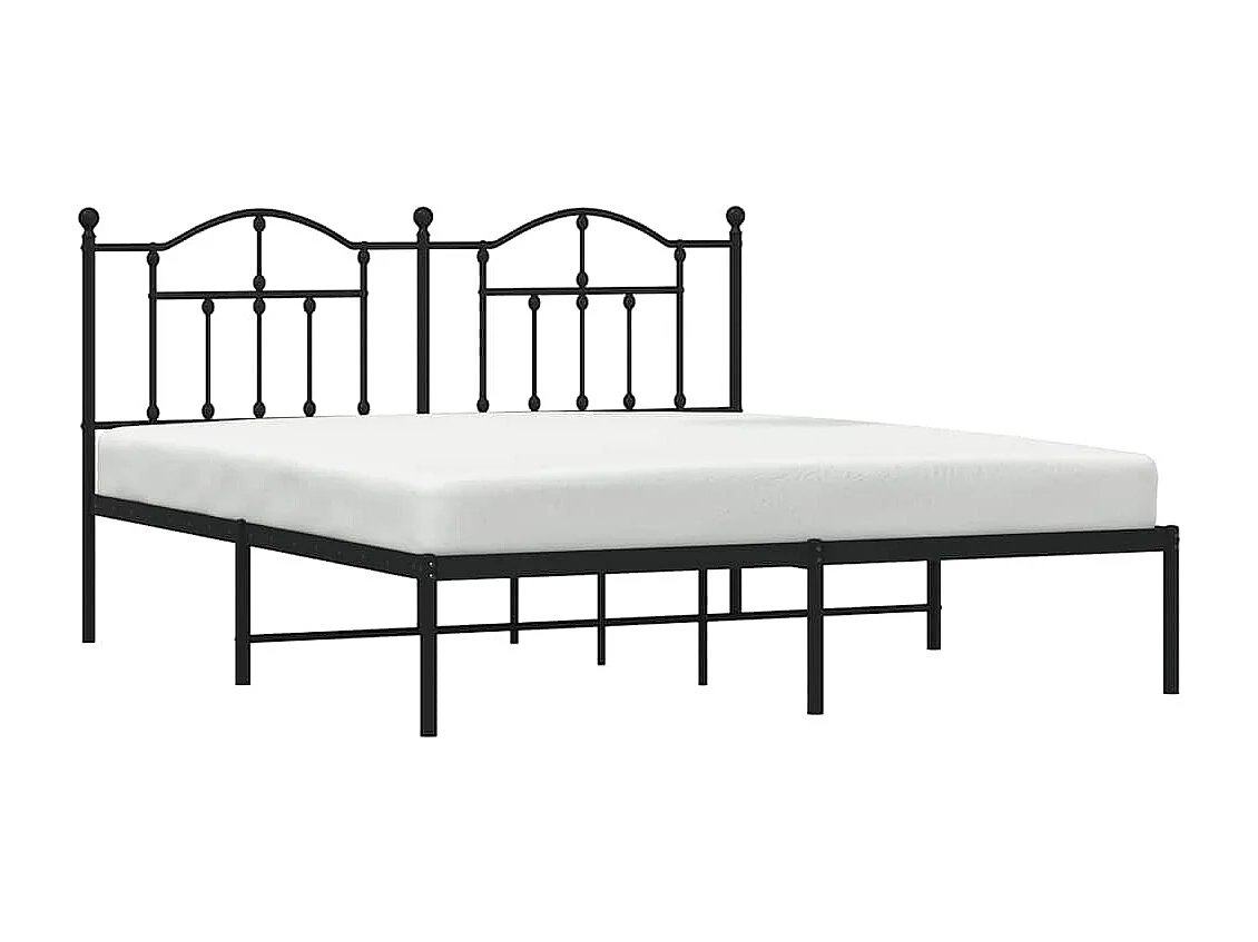 Cadre de lit métal sans matelas et tête de lit noir 180x200 cm