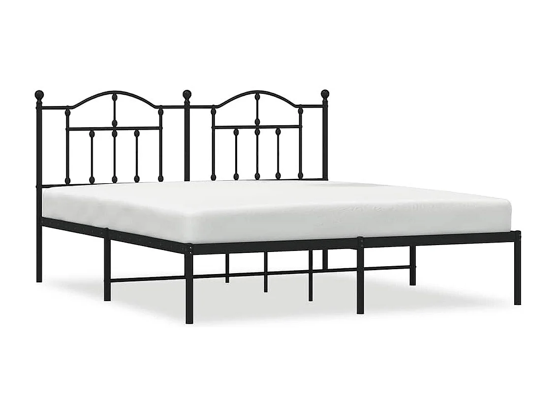 Cadre de lit métal sans matelas et tête de lit noir 180x200 cm