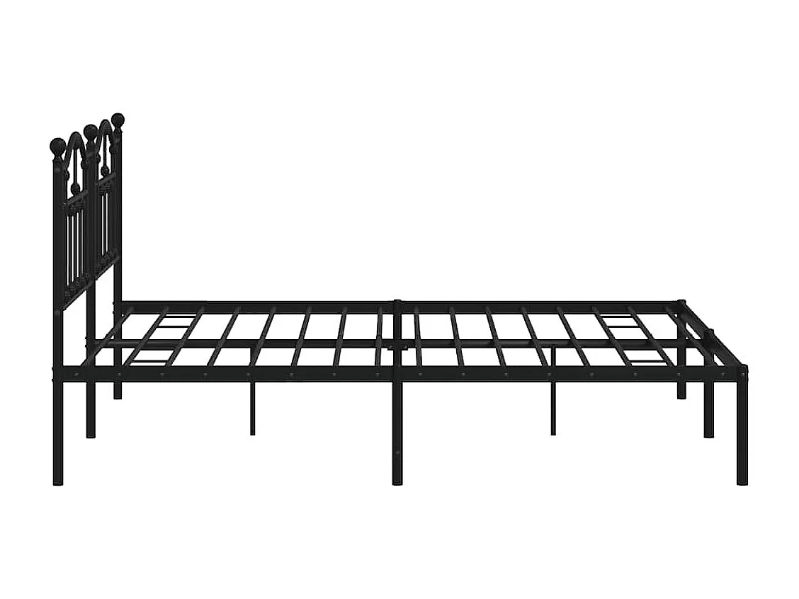 Cadre de lit métal sans matelas et tête de lit noir 180x200 cm