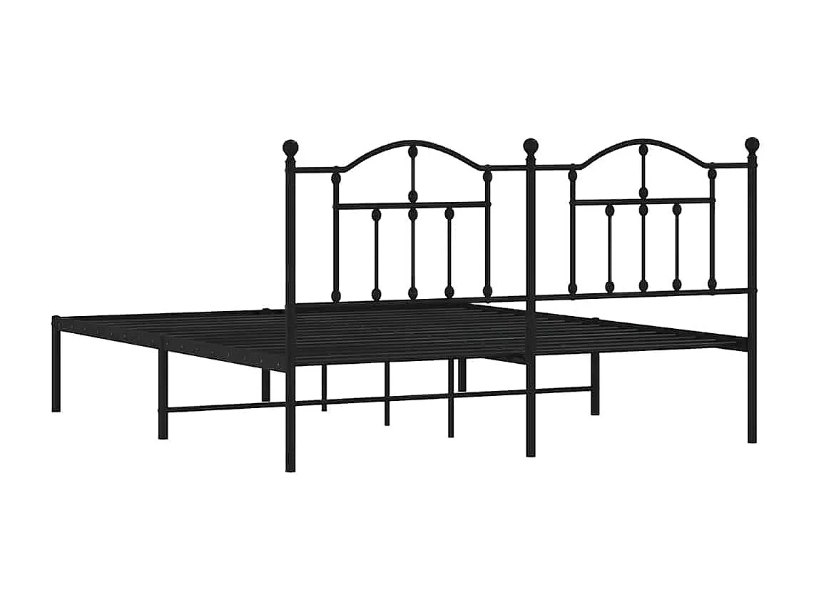 Cadre de lit métal sans matelas et tête de lit noir 180x200 cm