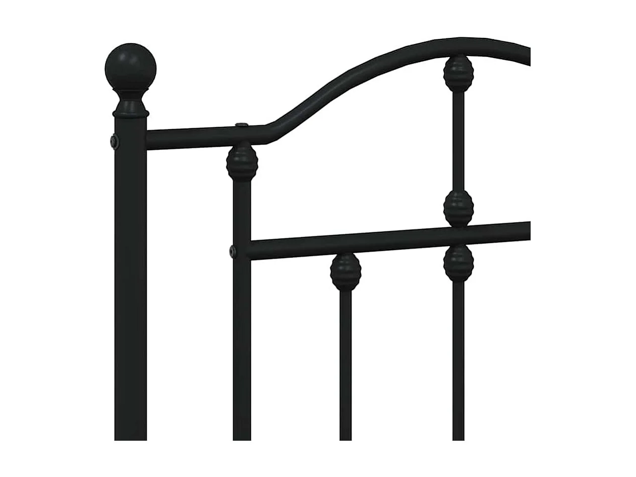 Cadre de lit métal sans matelas et tête de lit noir 180x200 cm