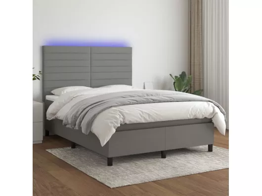 Kauf Unique Boxspringbett mit Matratze & LED Dunkelgrau 140x190 cm Stoff