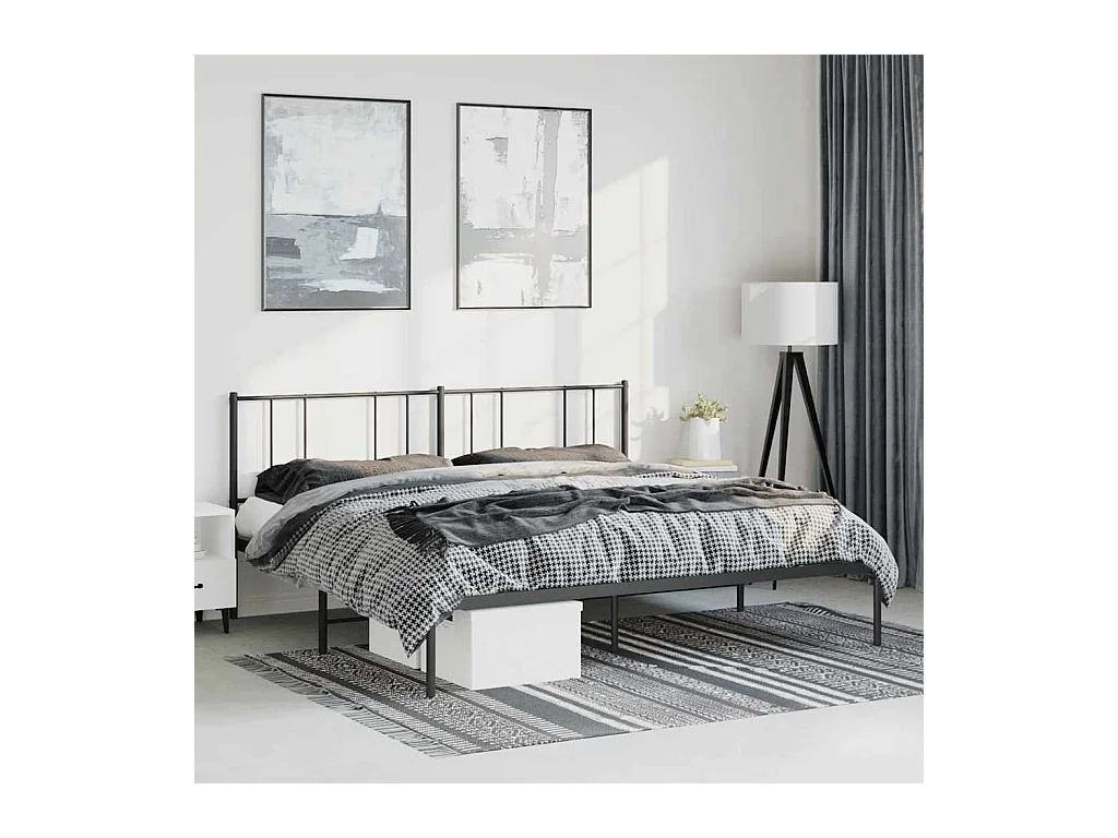 Giroletto con Testiera in Metallo Nero 193x203 cm