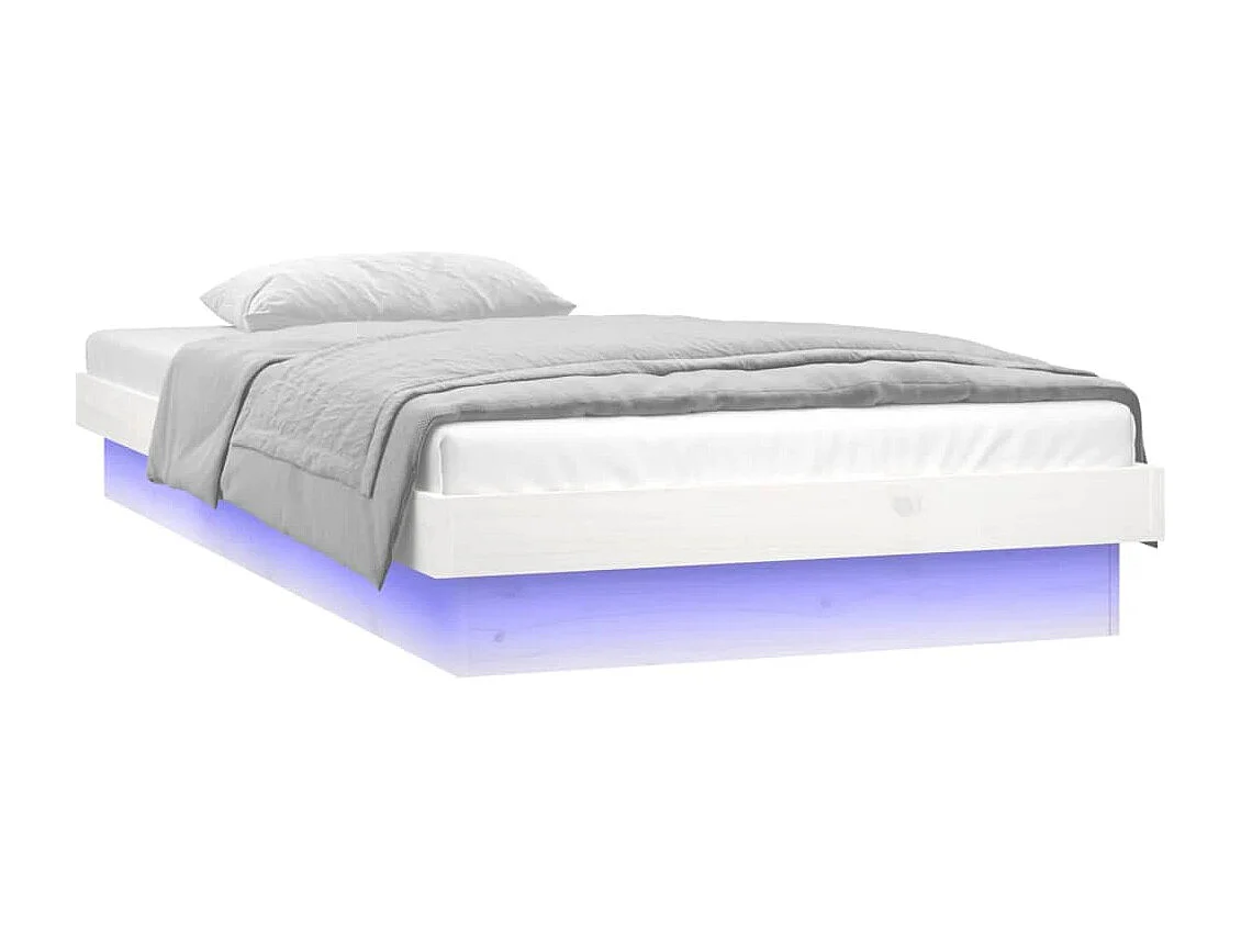 Massivholzbett mit LEDs Weiß 100x200 cm