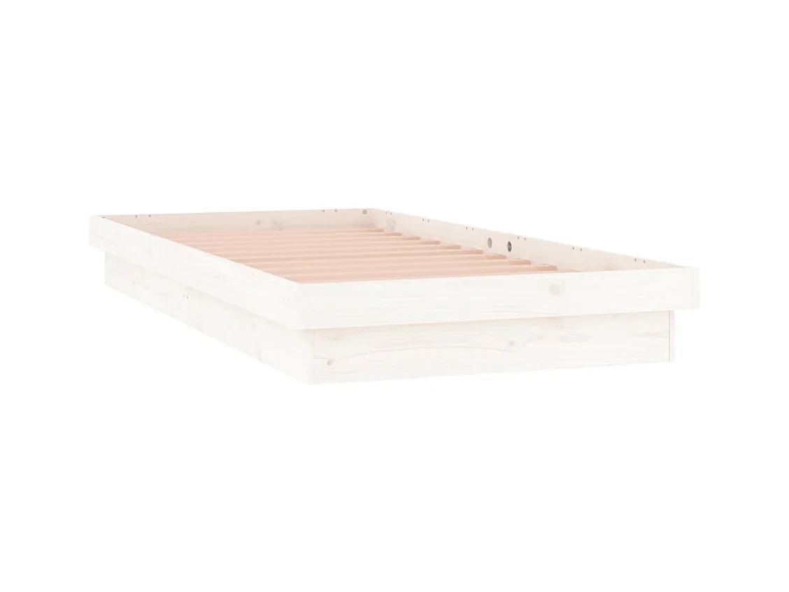 Massivholzbett mit LEDs Weiß 100x200 cm