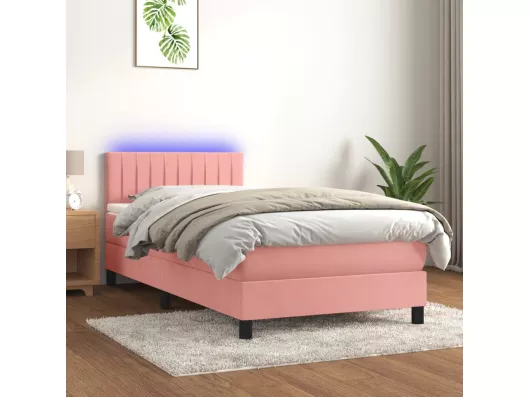 Kauf Unique Boxspringbett mit Matratze & LED Rosa 80x200 cm Samt