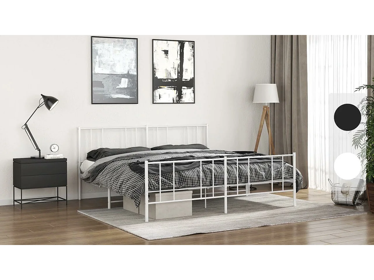 Bedframe met hoofdbord metaal wit 183x213 cm