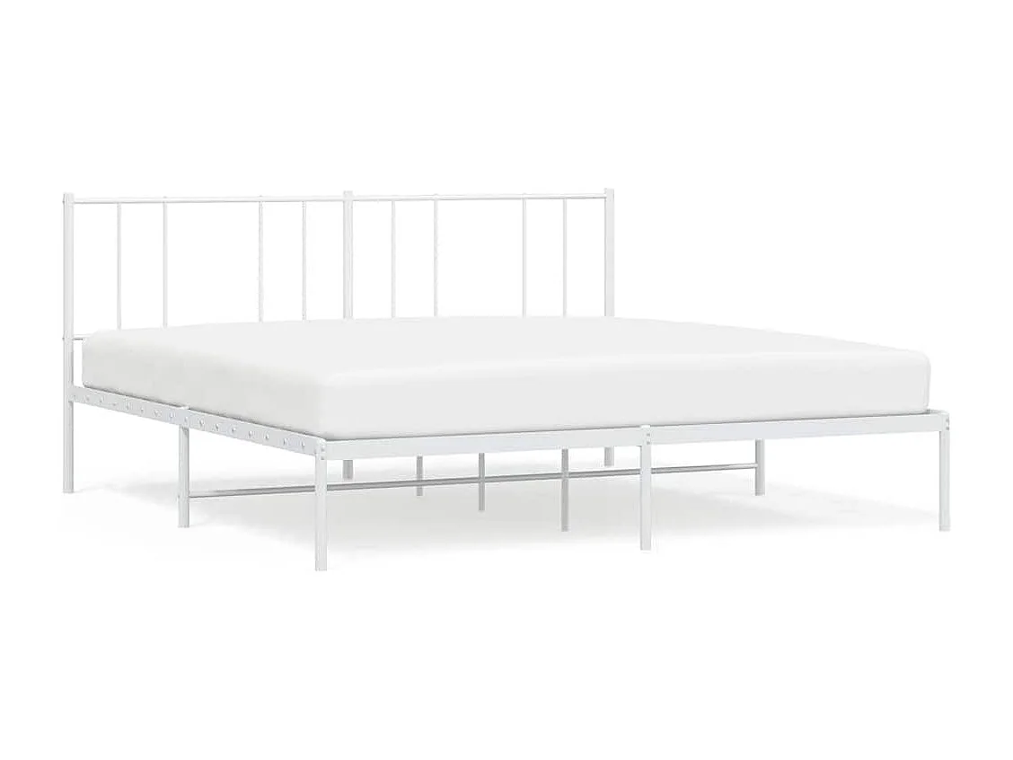 Bedframe met hoofdbord metaal wit 183x213 cm