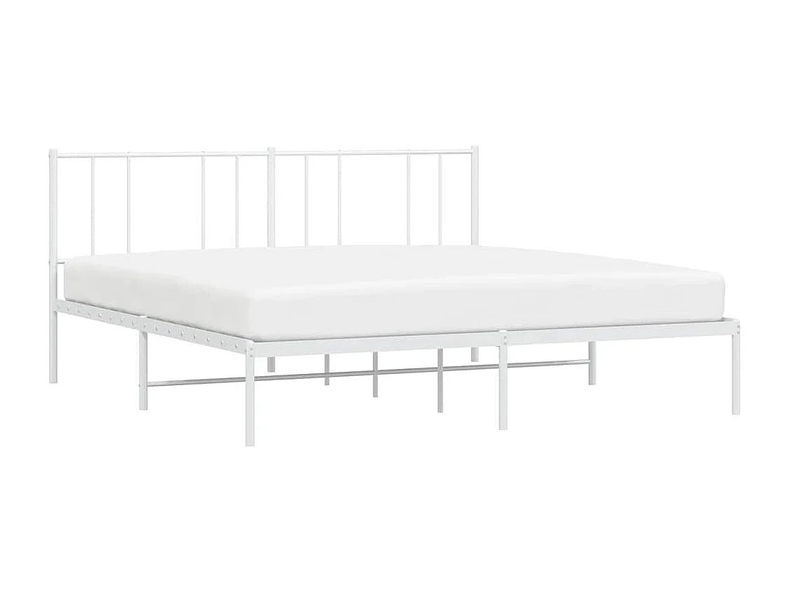 Bedframe met hoofdbord metaal wit 183x213 cm