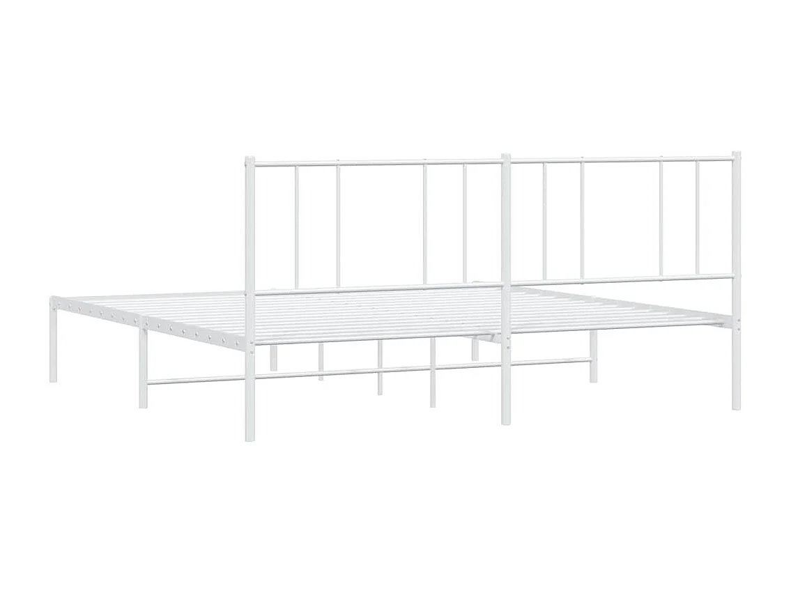 Bedframe met hoofdbord metaal wit 183x213 cm