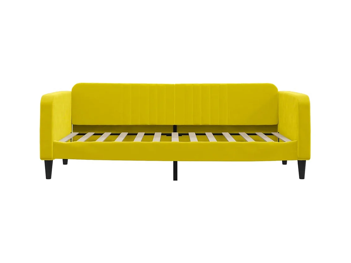 Lit de jour avec gigogne et tiroirs jaune 90x200 cm velours