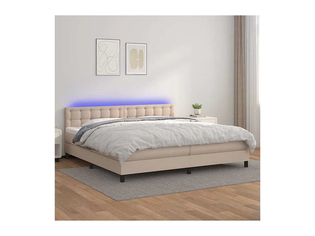 Sommier à lattes de lit avec matelas LED Cappuccino 200x200 cm