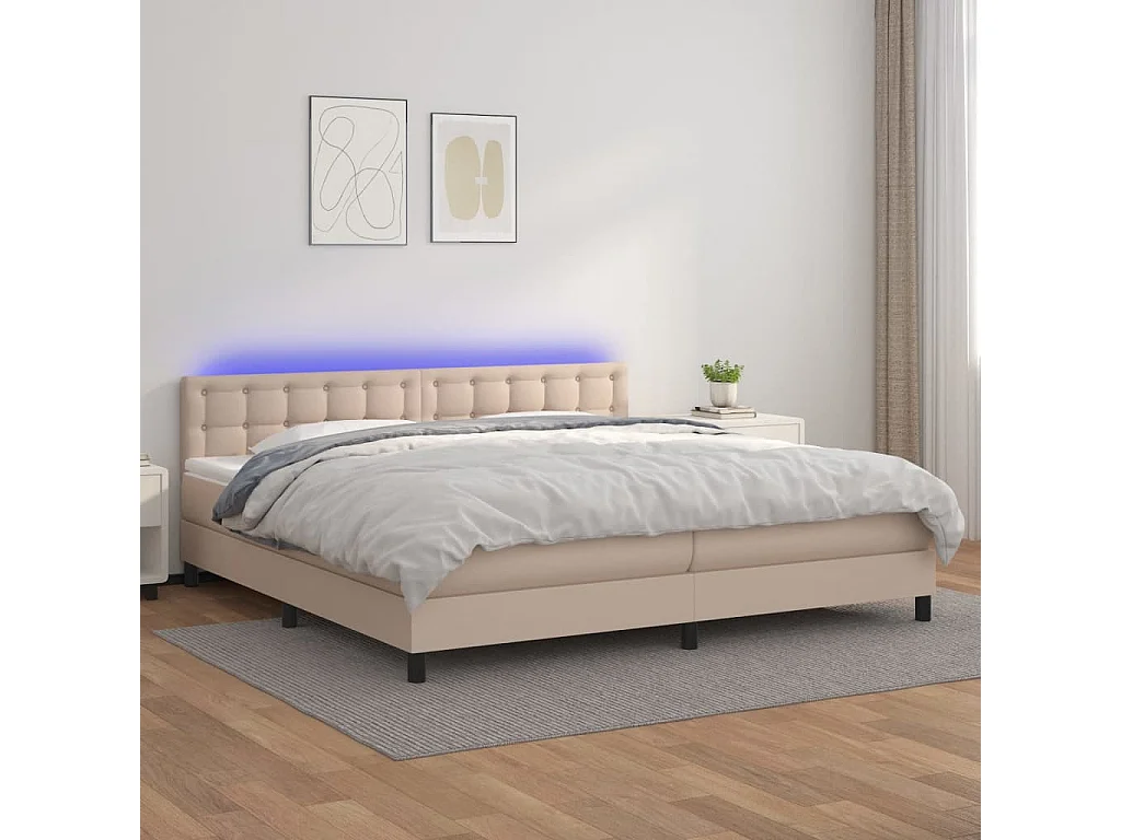 Boxspringbett mit Matratze & LED Cappuccino-Braun 200x200cm
