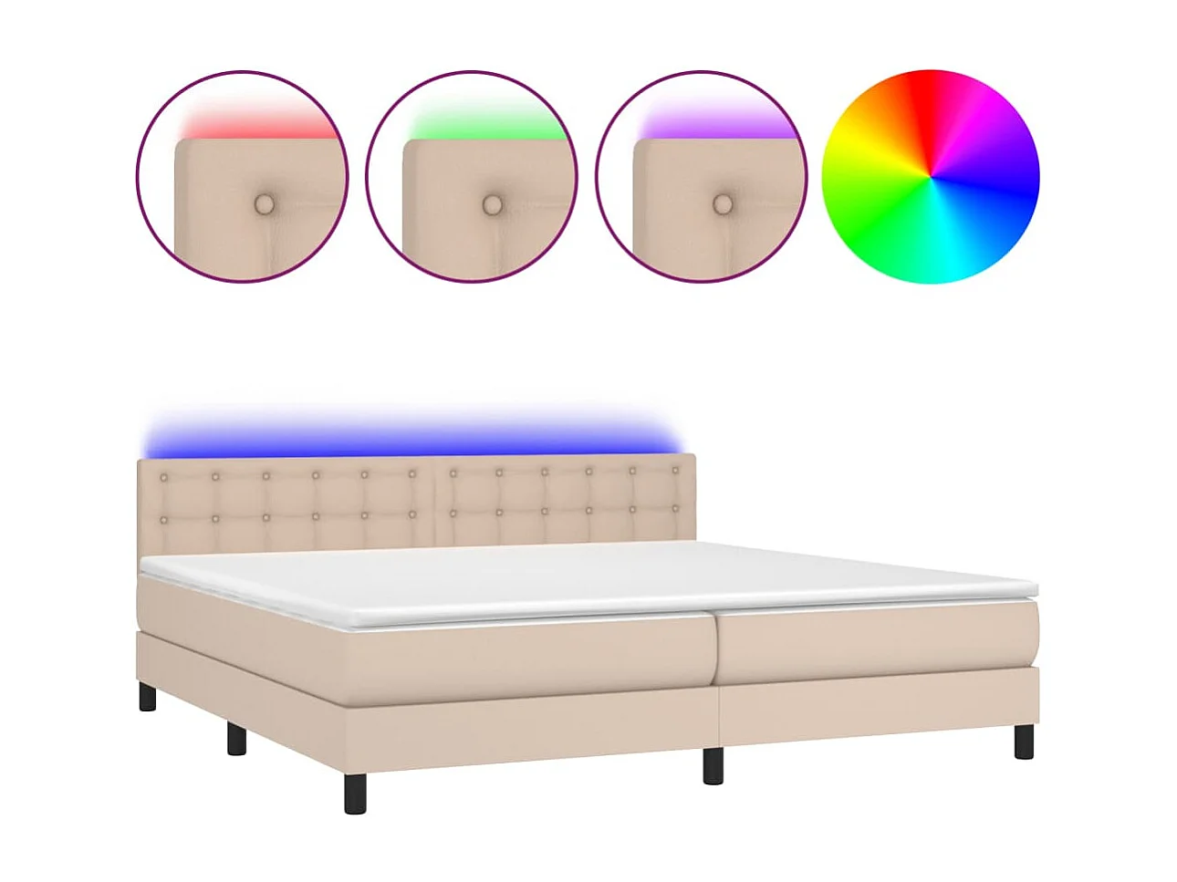 Boxspringbett mit Matratze & LED Cappuccino-Braun 200x200cm