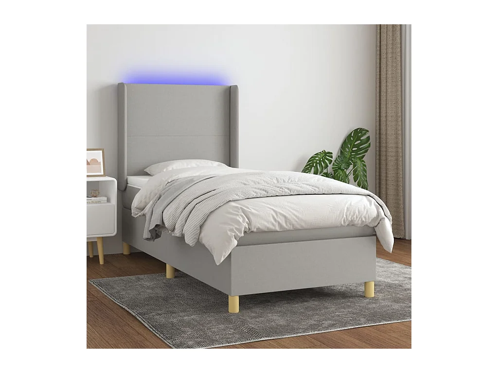 Sommier à lattes de lit matelas LED Gris clair 80x200cm Tissu