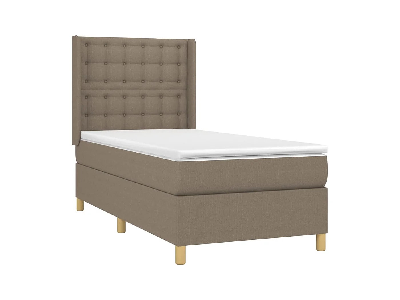 Letto a Molle con Materasso e LED Tortora 90x200 cm in Tessuto