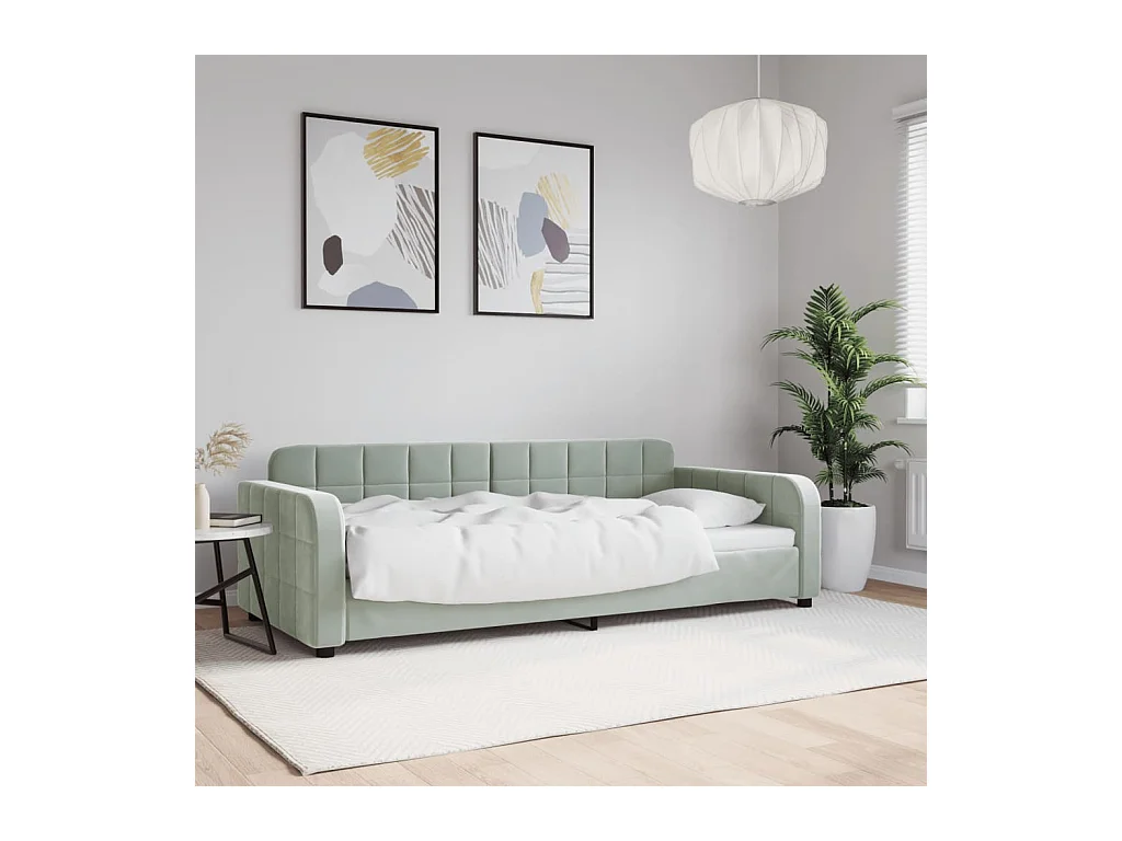 Lit de repos sans matelas gris clair 90x200 cm velours