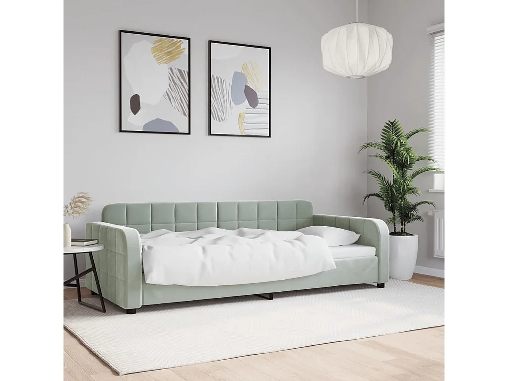Lit de repos sans matelas gris clair 90x200 cm velours