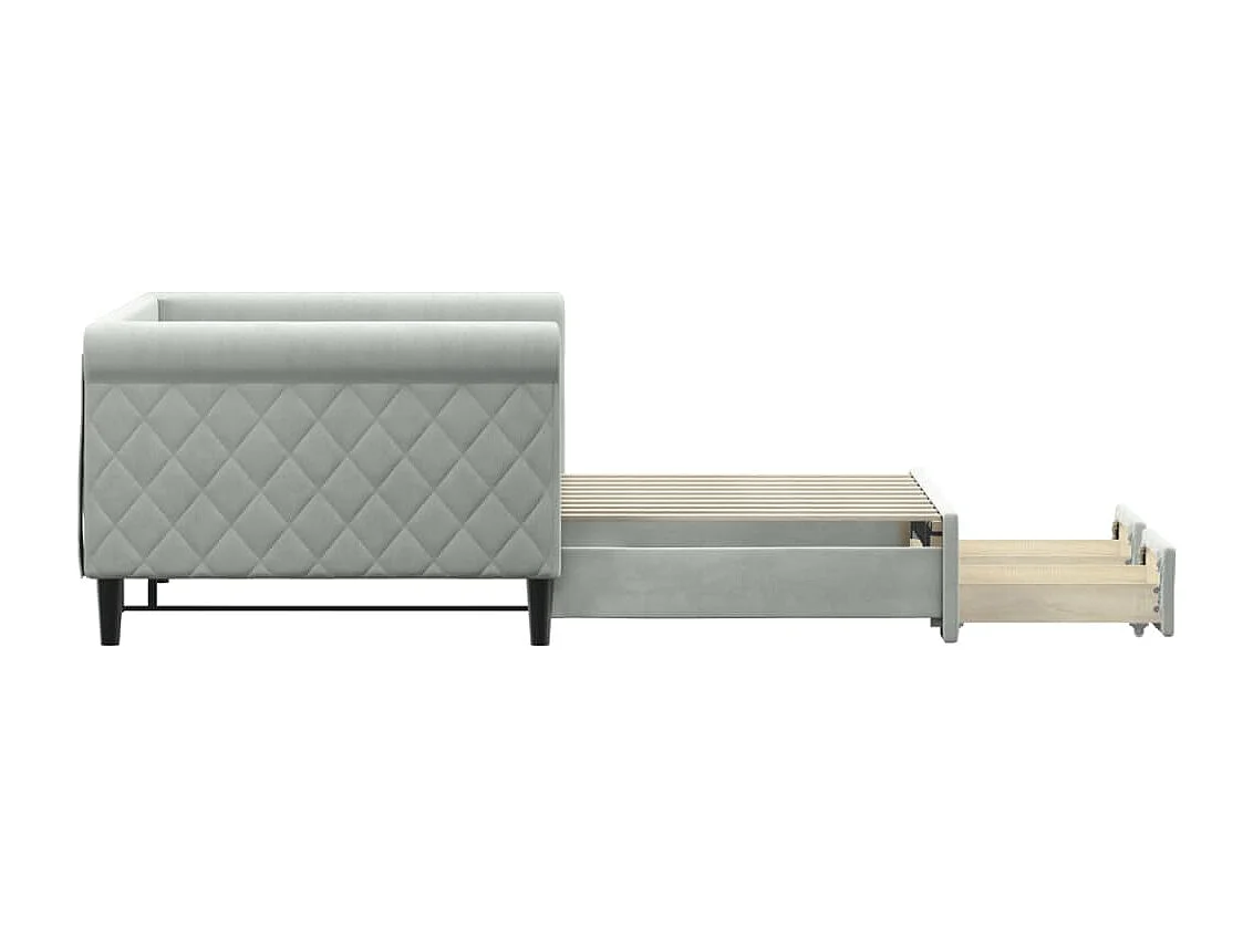 Sofá-cama c/ gavetão e gavetas 90x190 cm veludo cinzento-claro