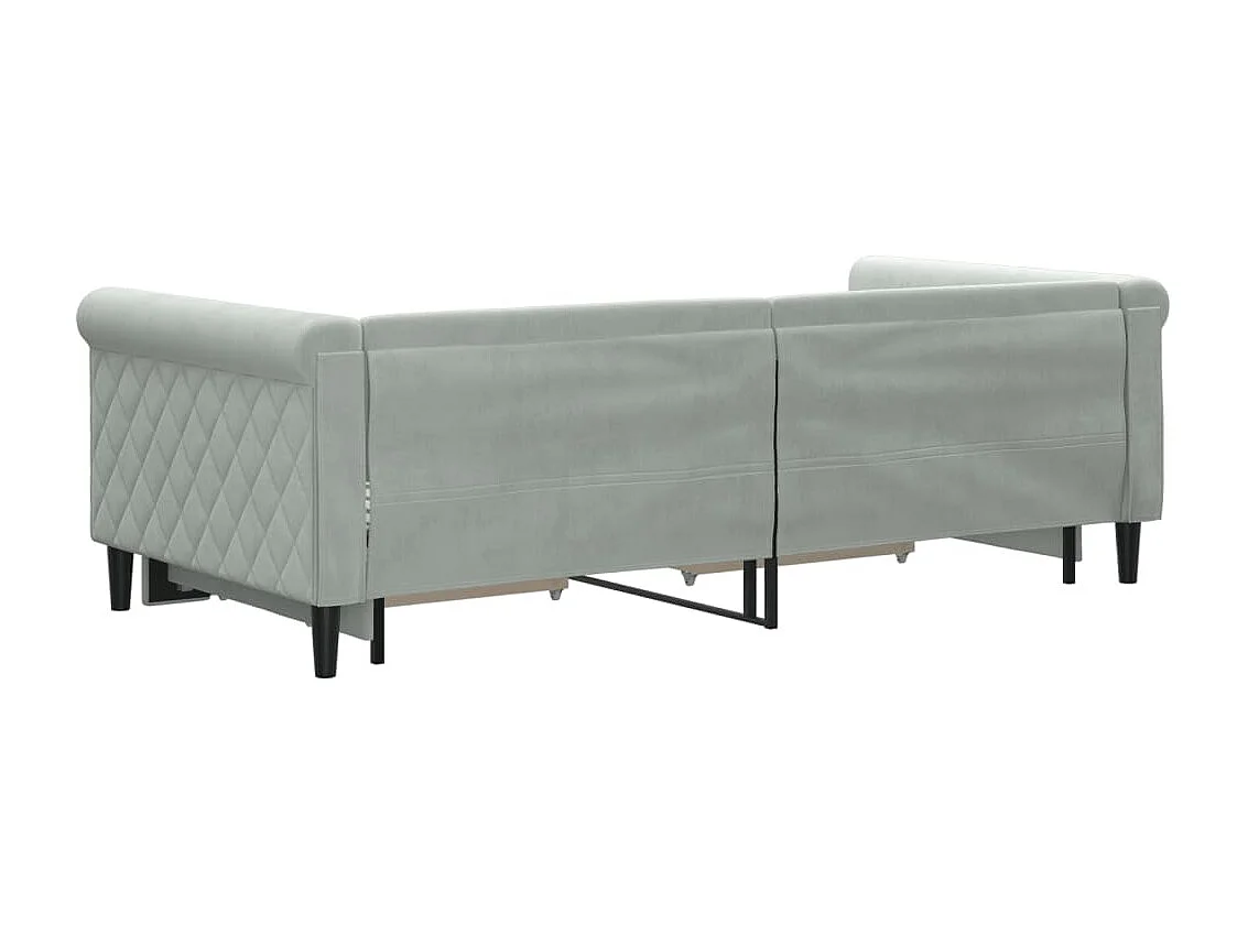 Sofá-cama c/ gavetão e gavetas 90x190 cm veludo cinzento-claro