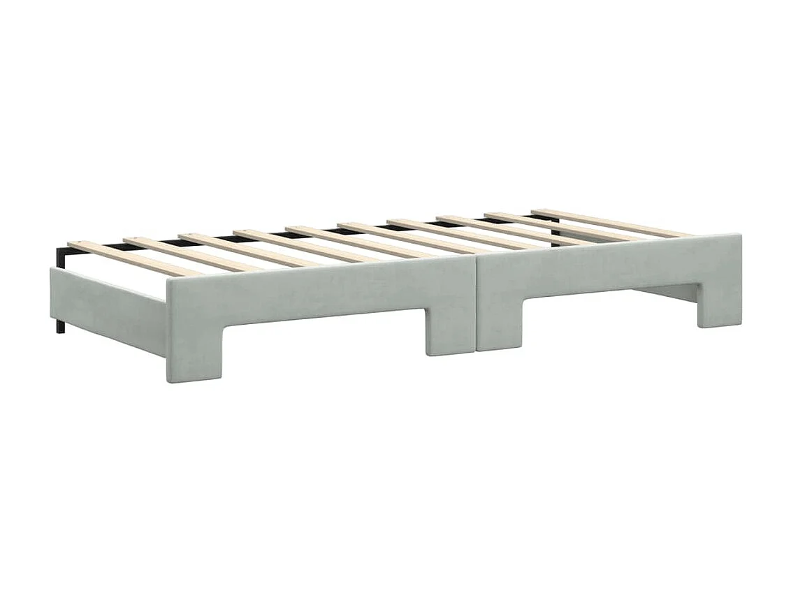 Slaapbank onderschuifbed en lades 90x190 cm fluweel lichtgrijs