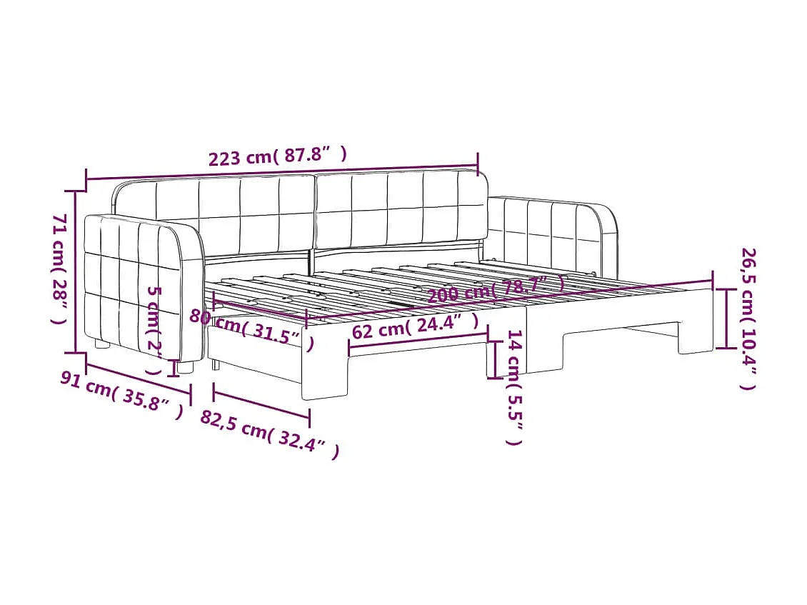 Sofá cama nido terciopelo amarillo 80x200 cm