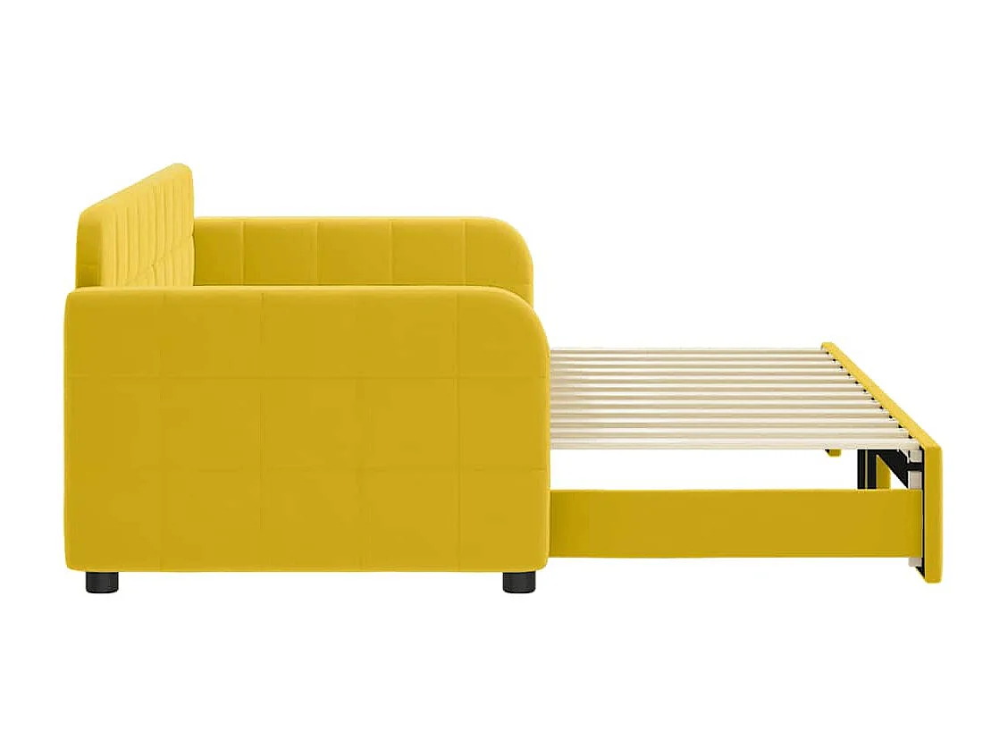 Lit de jour avec lit gigogne jaune 80x200 cm velours