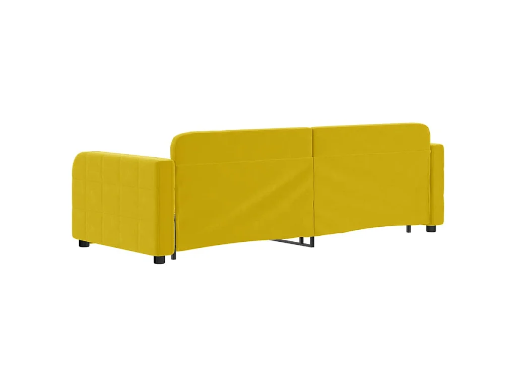 Slaapbank met onderschuifbed 80x200 cm fluweel geel