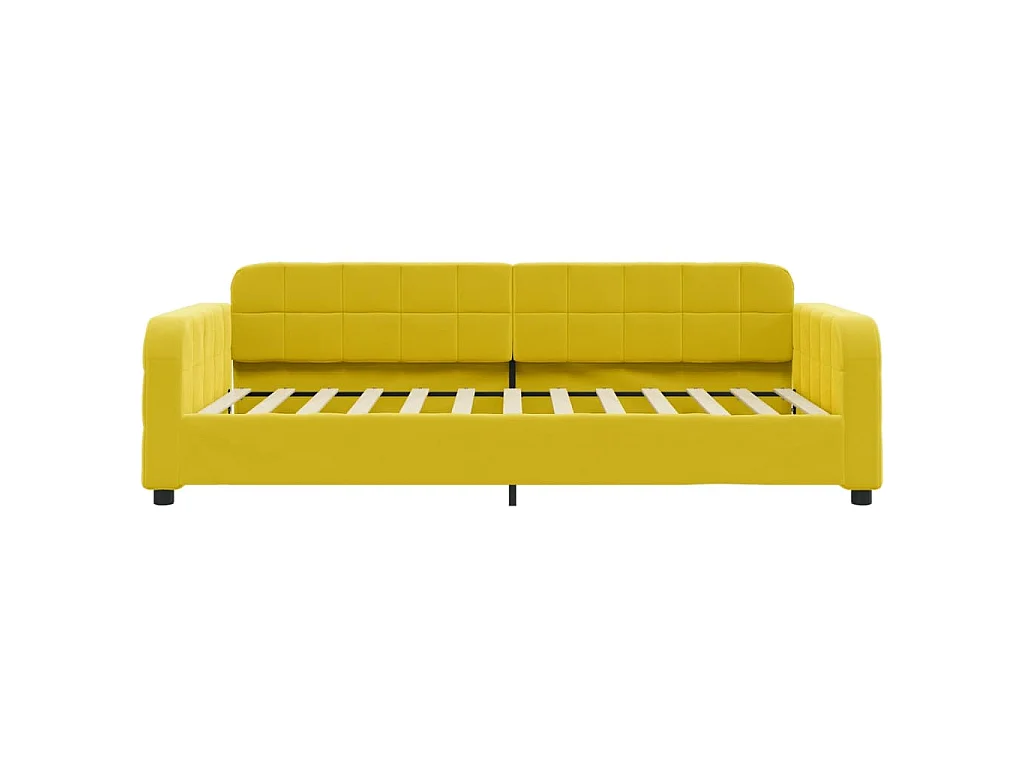 Slaapbank met onderschuifbed 80x200 cm fluweel geel