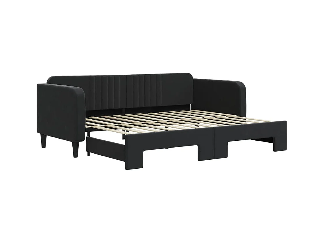 Lit de jour avec gigogne sans matelas noir 90x200 cm