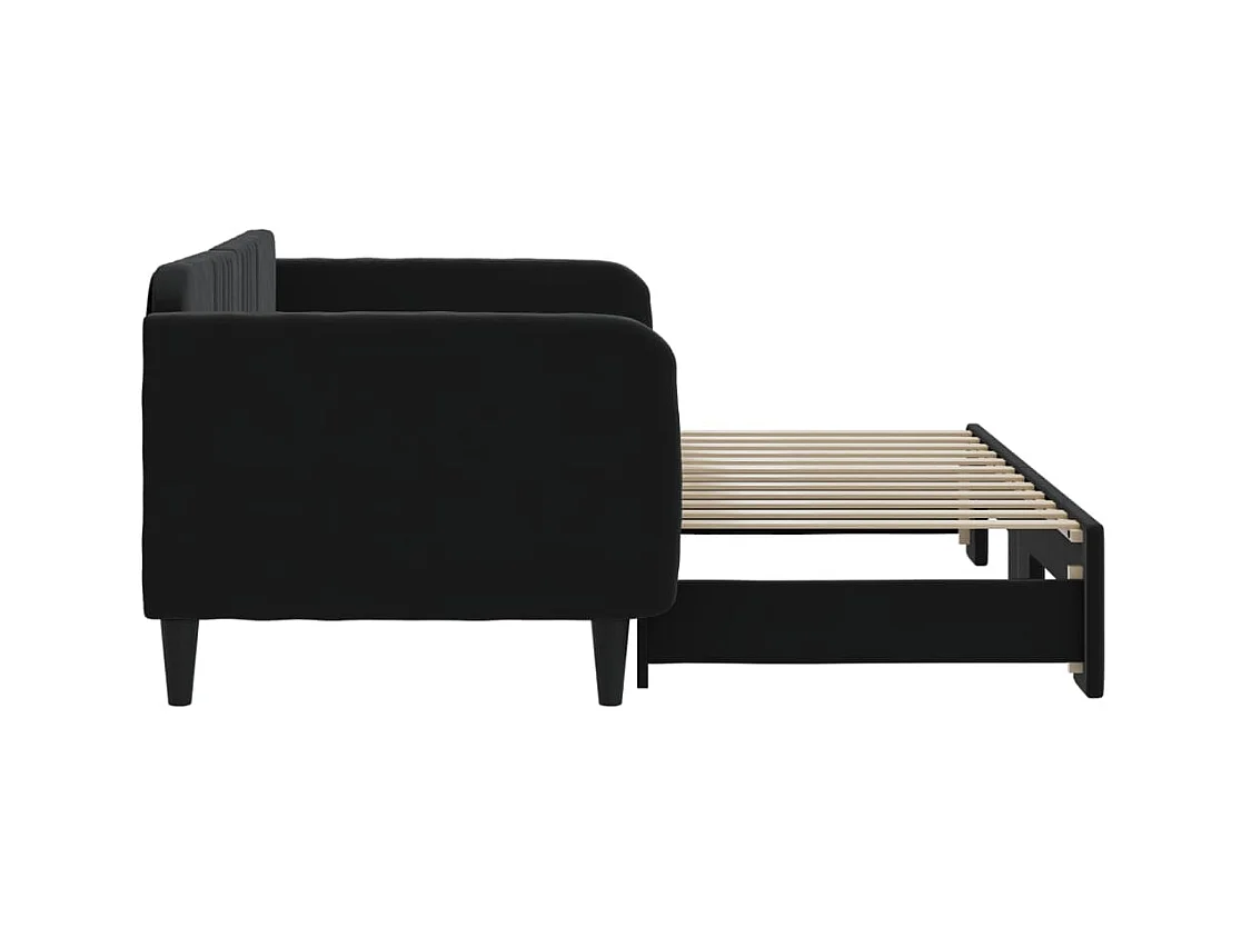Lit de jour avec gigogne sans matelas noir 90x200 cm