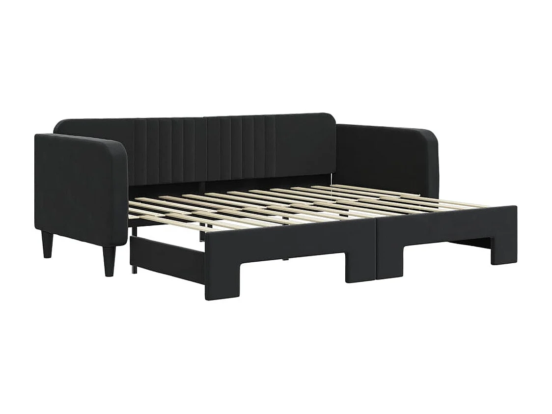 Lit de jour avec gigogne sans matelas noir 90x200 cm