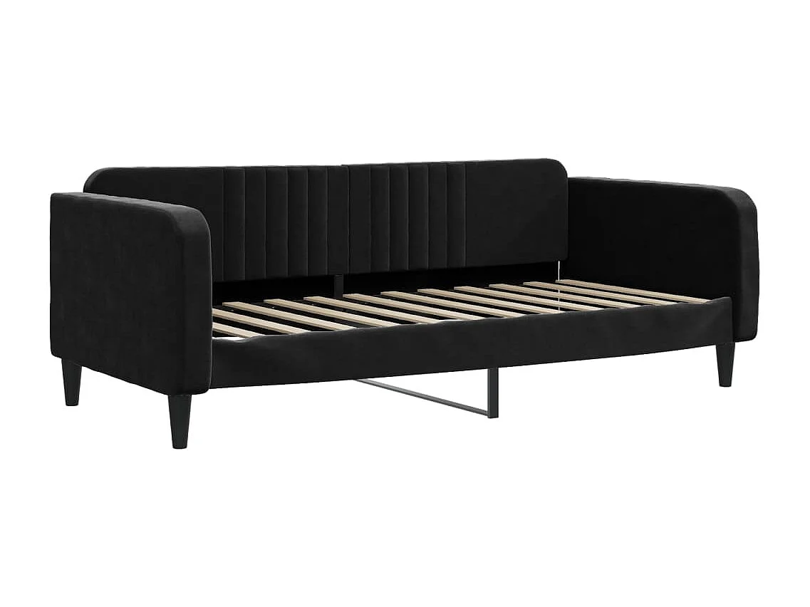 Lit de jour avec gigogne sans matelas noir 90x200 cm