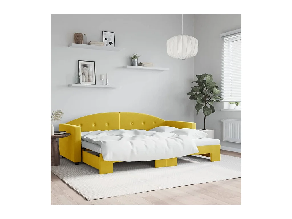 Tagesbett Ausziehbar Gelb 80x200 cm Samt