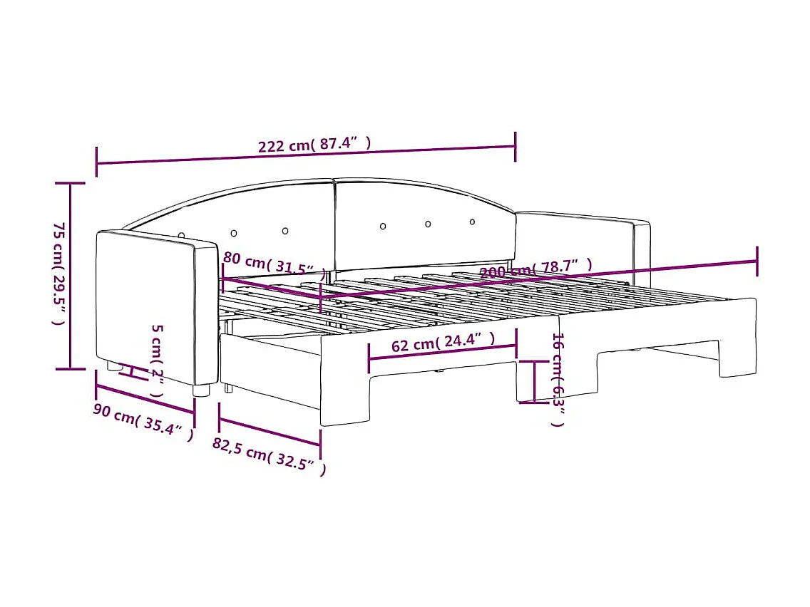Divano Letto con Letto Estraibile Giallo 80x200 cm in Velluto