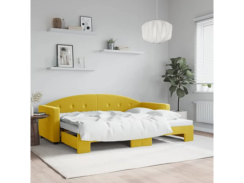 Divano Letto con Letto Estraibile Giallo 80x200 cm in Velluto
