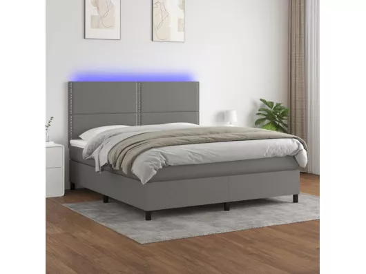 Kauf Unique Boxspringbett mit Matratze & LED Dunkelgrau 180x200 cm Stoff