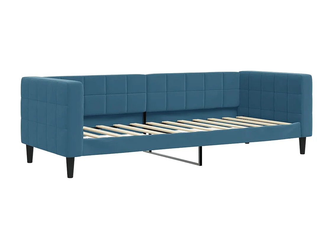 Divano Letto Estraibile con Cassetti Blu 80x200 cm in Velluto