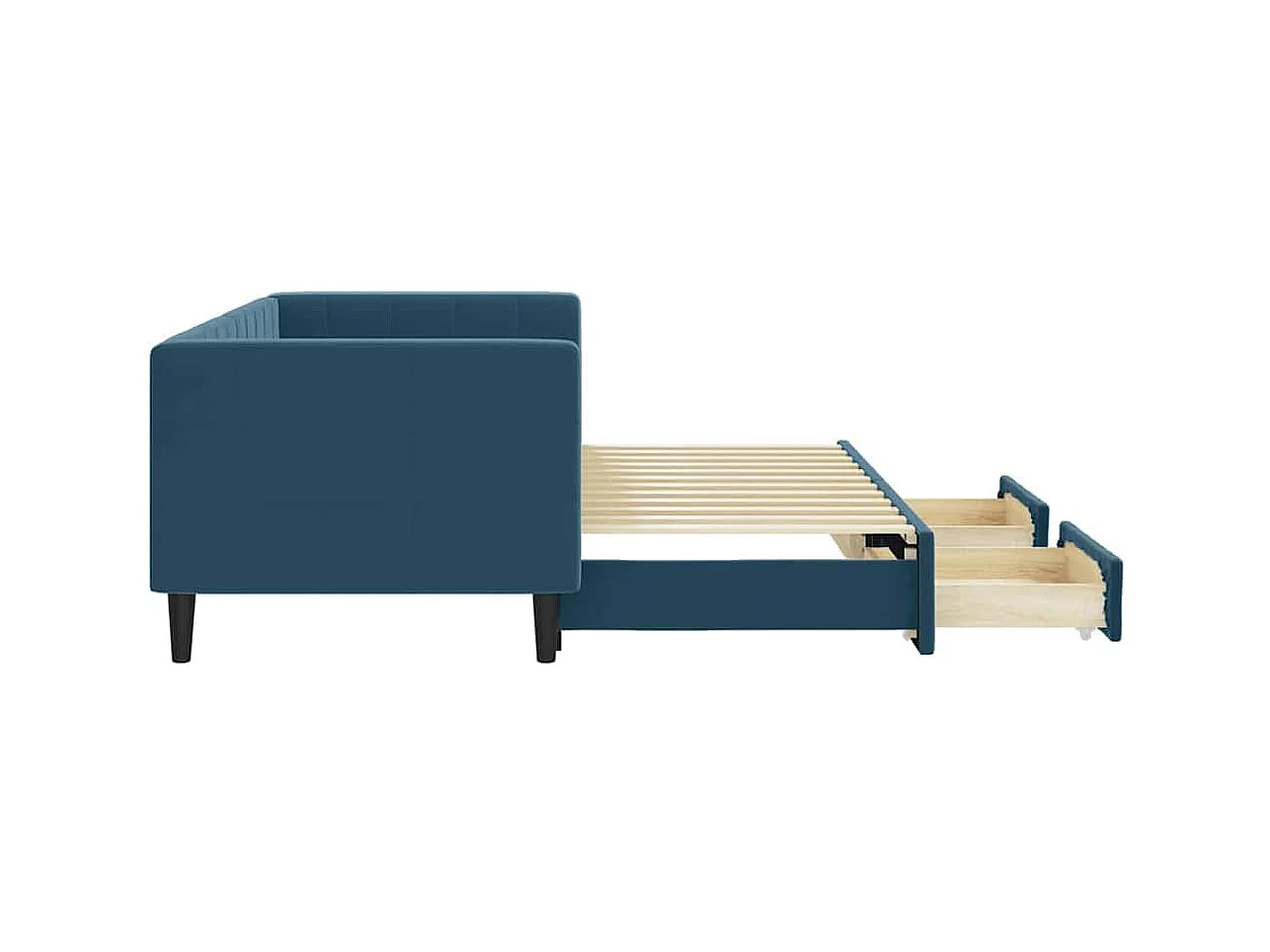 Divano Letto Estraibile con Cassetti Blu 80x200 cm in Velluto