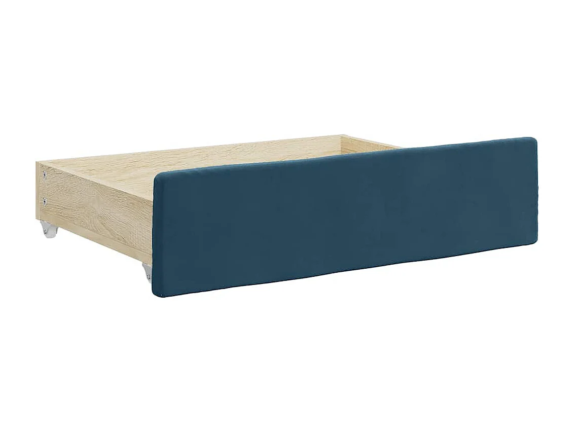 Divano Letto Estraibile con Cassetti Blu 80x200 cm in Velluto