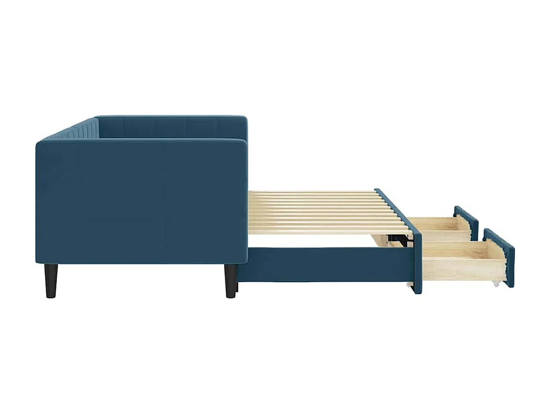 Divano Letto Estraibile con Cassetti Blu 80x200 cm in Velluto