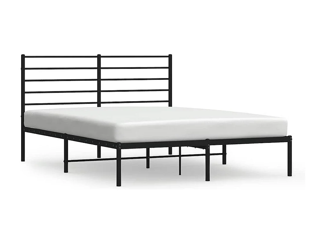 Cadre de lit métal sans matelas avec tête de lit noir 150x200cm