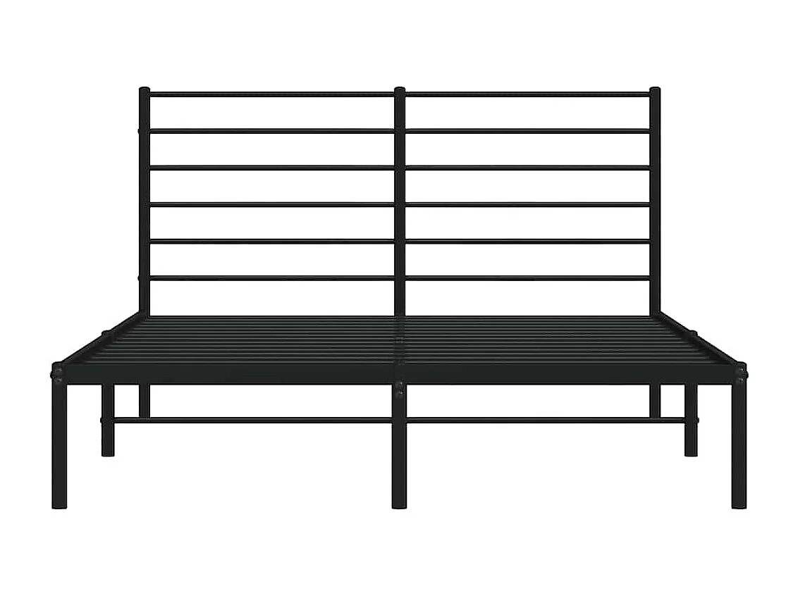 Cadre de lit métal sans matelas avec tête de lit noir 150x200cm
