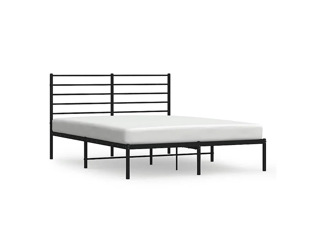 Bedframe met hoofdbord metaal zwart 150x200 cm
