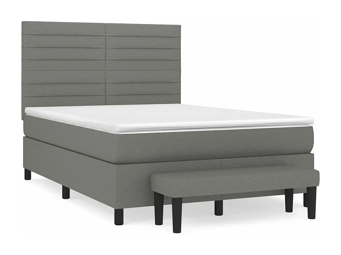 Boxspringbett mit Matratze Dunkelgrau 140x190 cm Stoff