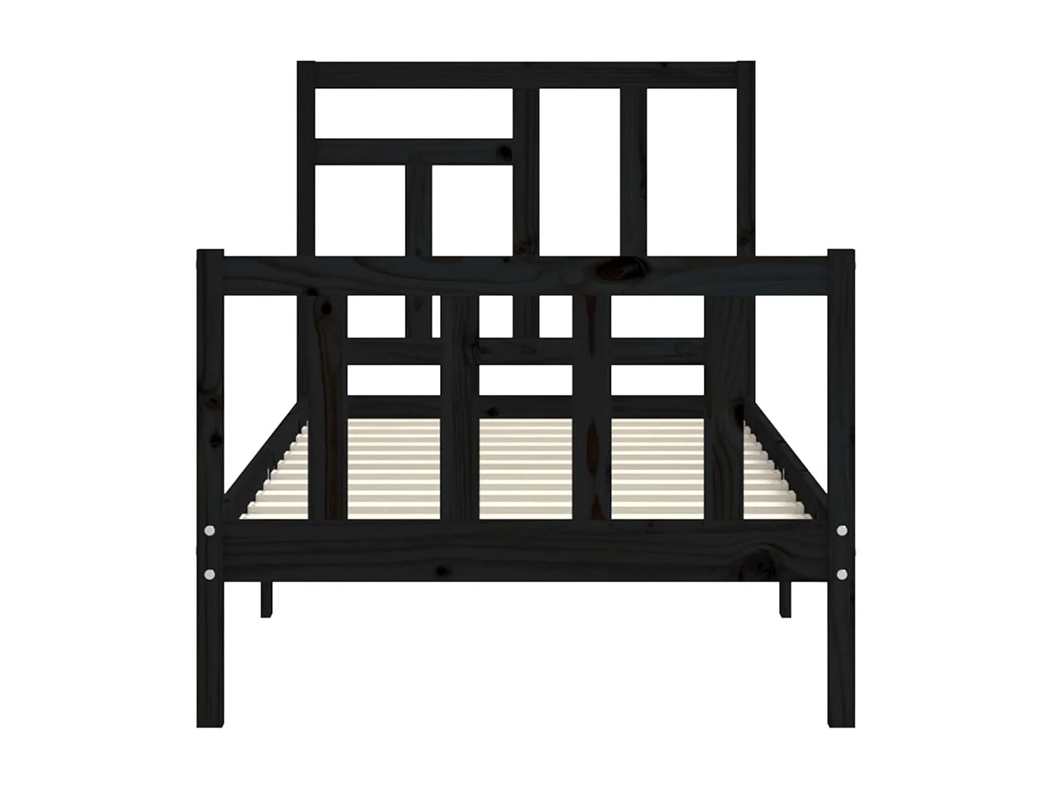 Estrutura cama de solteiro c/ cabeceira madeira maciça preto