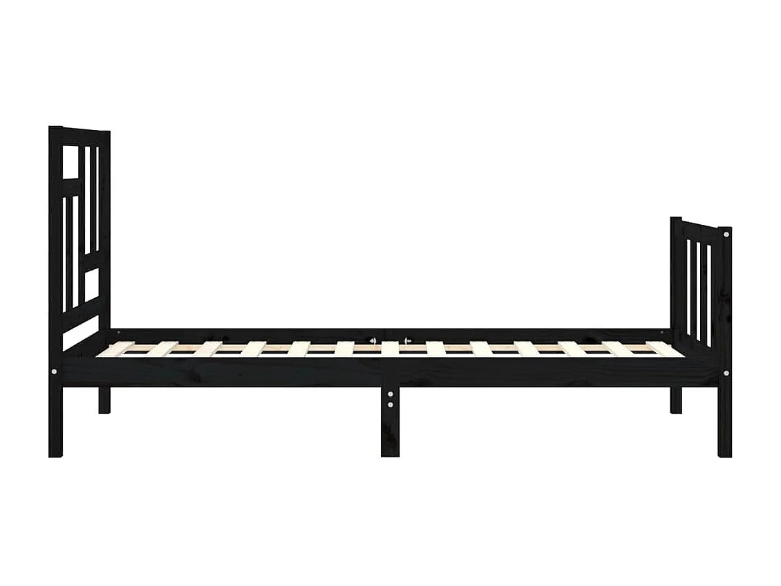 Estrutura cama de solteiro c/ cabeceira madeira maciça preto