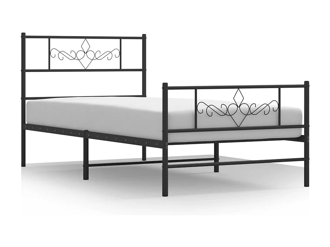 Bettgestell mit Kopf- und Fußteil Metall Schwarz 75x190 cm
